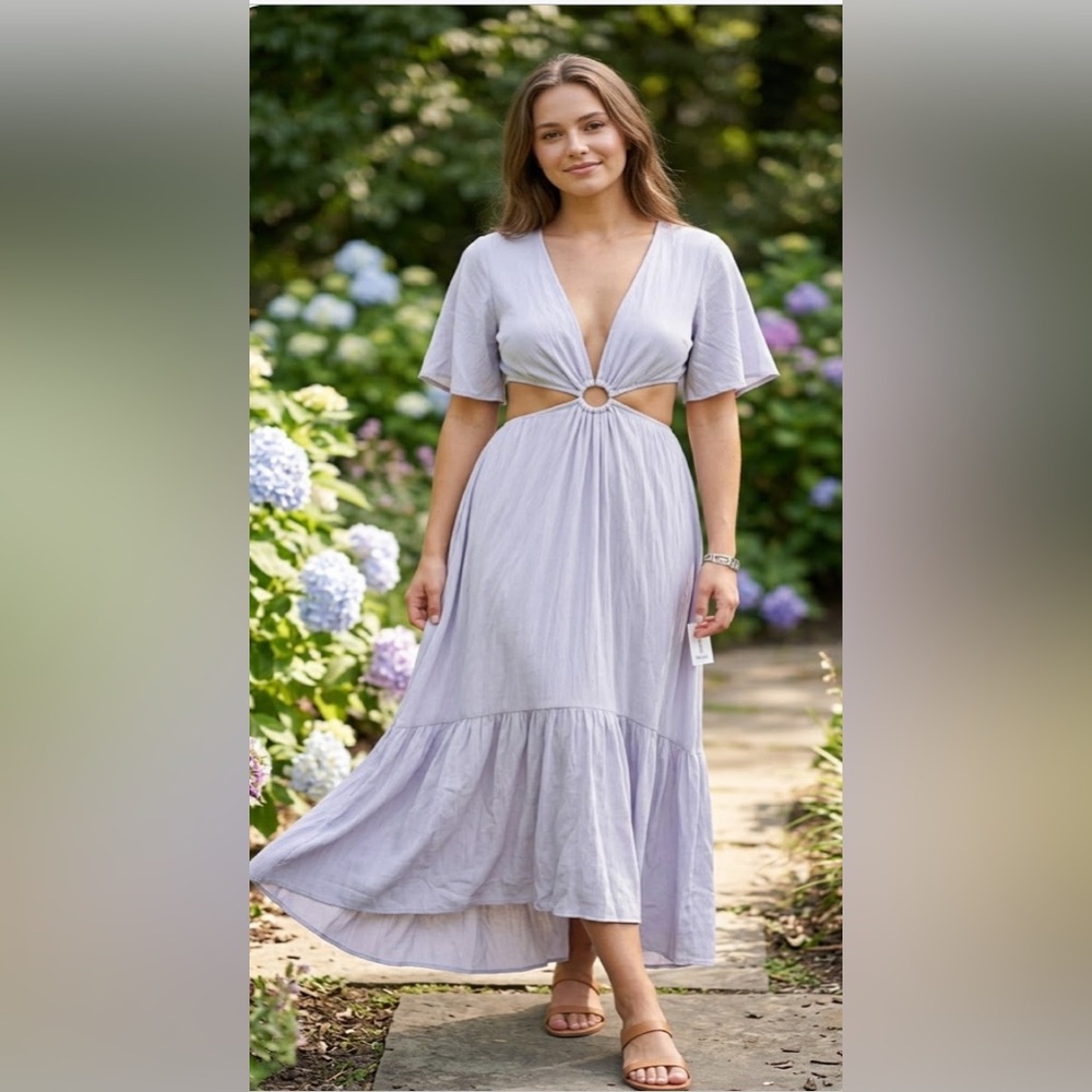 South moon under medium Light Lavender Ring-Front Maxi Dress cottagecore beach